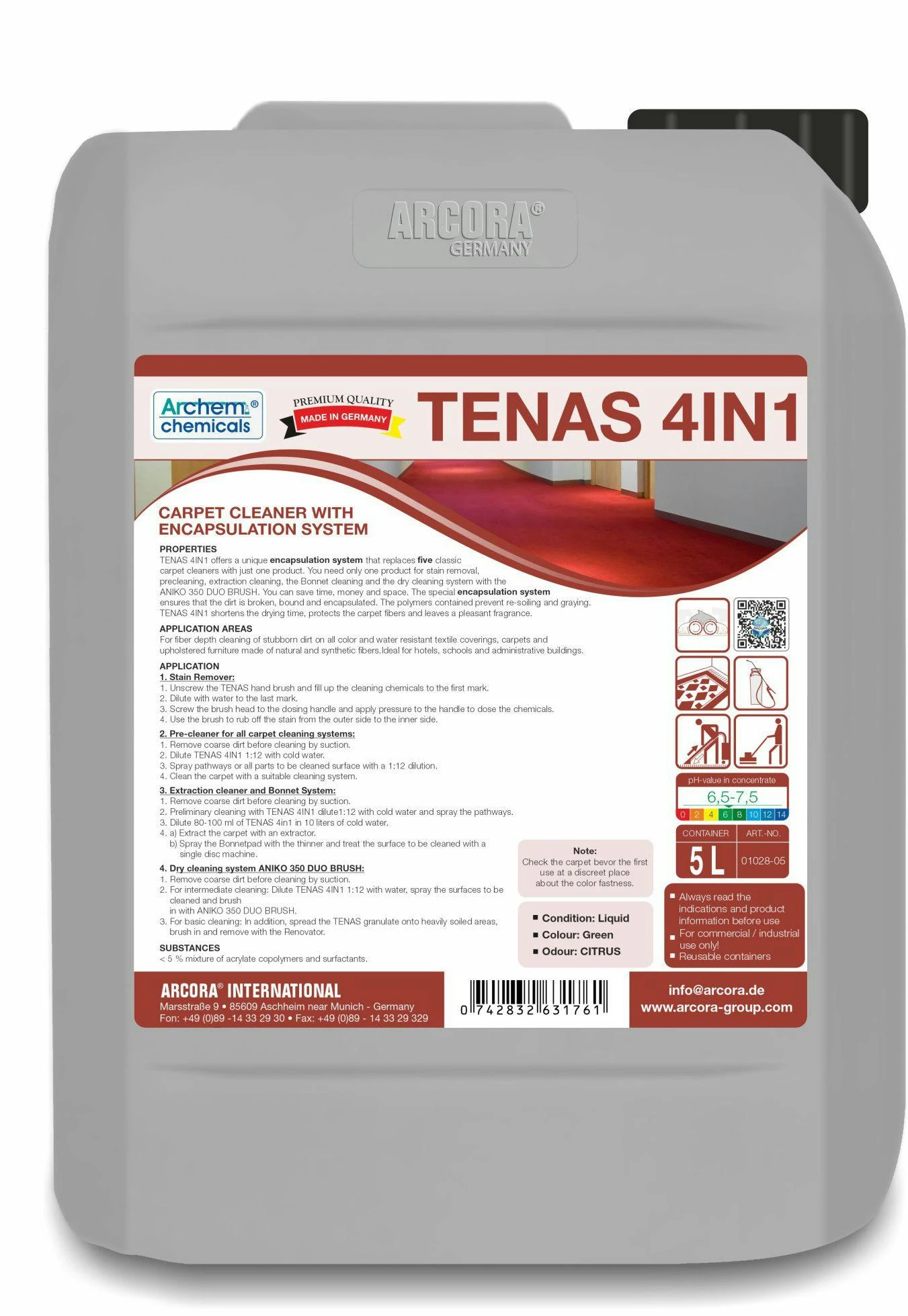 ARCORA Teppichreiniger Mit Encapsulation System TENAS 4IN1, 5L 3 ARCORA Teppichreiniger Mit Encapsulation System TENAS 4IN1, 5L