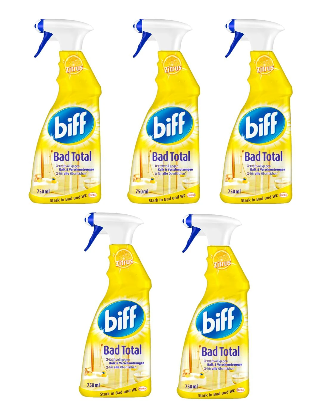 Biff Bad Total Zitrus Badreiniger Reiniger 5x750ml Sprühflasche Reinigungsmittel 3 Biff Bad Total Zitrus Badreiniger Reiniger 5x750ml Sprühflasche Reinigungsmittel