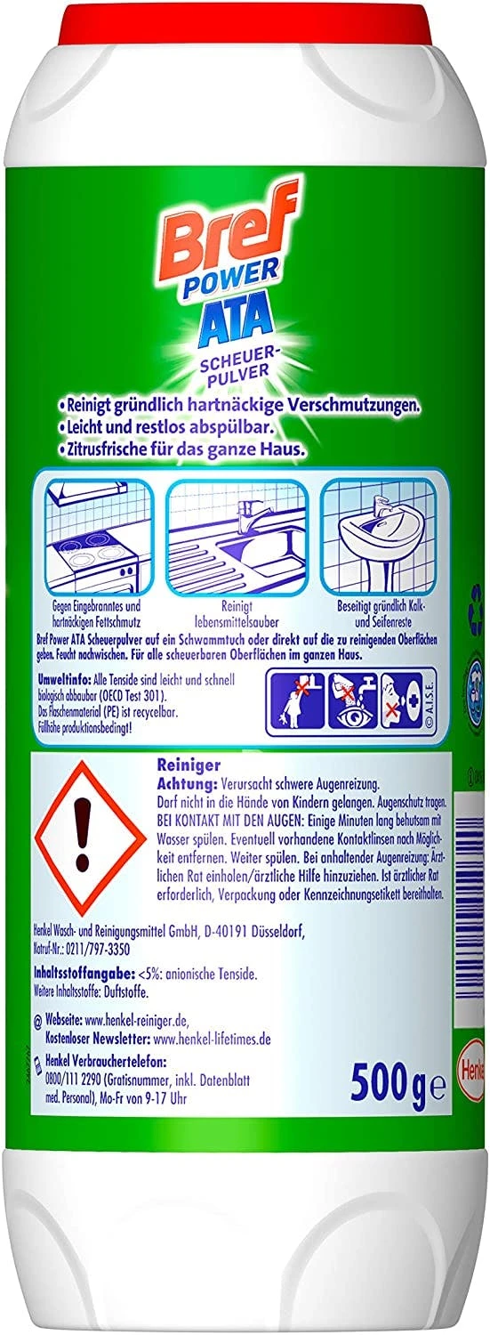 Bref Power ATA Scheuerpulver Gegen Hartnäckige Verschmutzungen 500 G Reiniger 8 Bref Power ATA Scheuerpulver Gegen Hartnäckige Verschmutzungen 500 G Reiniger – Bild 6