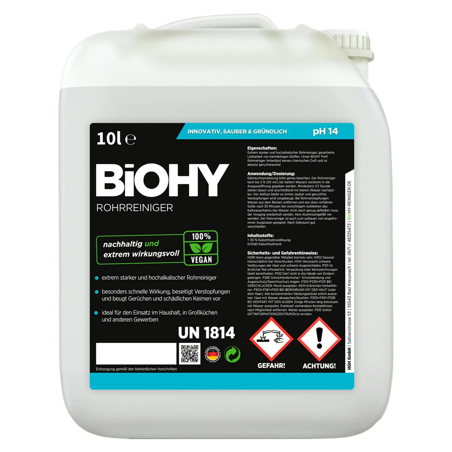 BiOHY Rohrreiniger (24x20l Kanister) | EXTRA STARK | Flüssiger, Hochkonzentrierter Abflussreiniger | Geruchsneutral | Für Alle Verstopfungen 4 BiOHY Rohrreiniger (24x20l Kanister) | EXTRA STARK | Flüssiger, Hochkonzentrierter Abflussreiniger | Geruchsneutral | Für Alle Verstopfungen – Bild 2