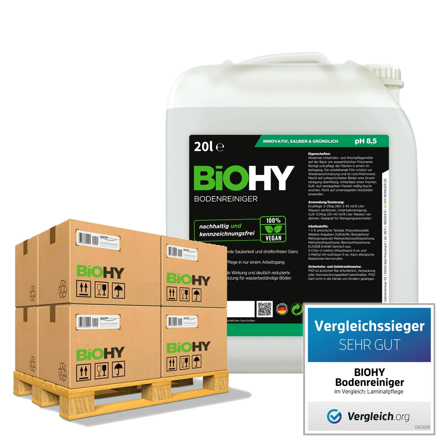 BiOHY Bodenreiniger (50x10l Kanister) | Konzentrat Für Alle Reinigungsgeräte Und Alle Hartböden | Angenehmer Geruch Und Streifenfreie Reinigung 4 BiOHY Bodenreiniger (50x10l Kanister) | Konzentrat Für Alle Reinigungsgeräte Und Alle Hartböden | Angenehmer Geruch Und Streifenfreie Reinigung – Bild 2