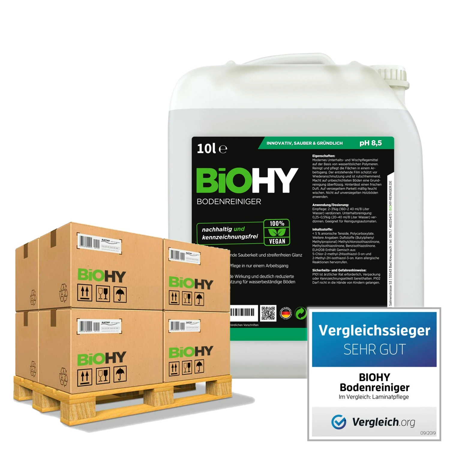 BiOHY Bodenreiniger (50x10l Kanister) | Konzentrat Für Alle Reinigungsgeräte Und Alle Hartböden | Angenehmer Geruch Und Streifenfreie Reinigung 3 BiOHY Bodenreiniger (50x10l Kanister) | Konzentrat Für Alle Reinigungsgeräte Und Alle Hartböden | Angenehmer Geruch Und Streifenfreie Reinigung