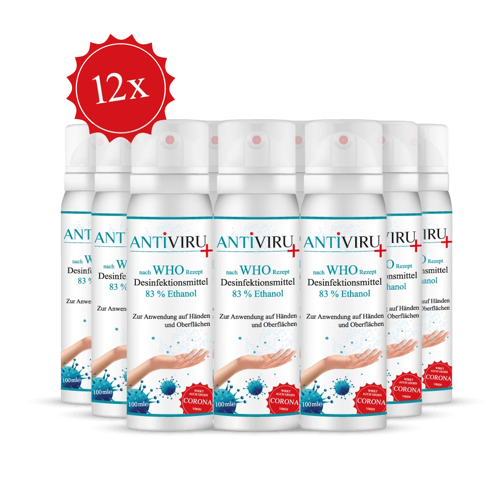 ANTiVIRU+ | Desinfektionsmittel 12x 100ml Aerosoldose | Handdesinfektion & Flächendesinfektion | Viruzid | Anwendungsfertig 3 ANTiVIRU+ | Desinfektionsmittel 12x 100ml Aerosoldose | Handdesinfektion & Flächendesinfektion | Viruzid | Anwendungsfertig