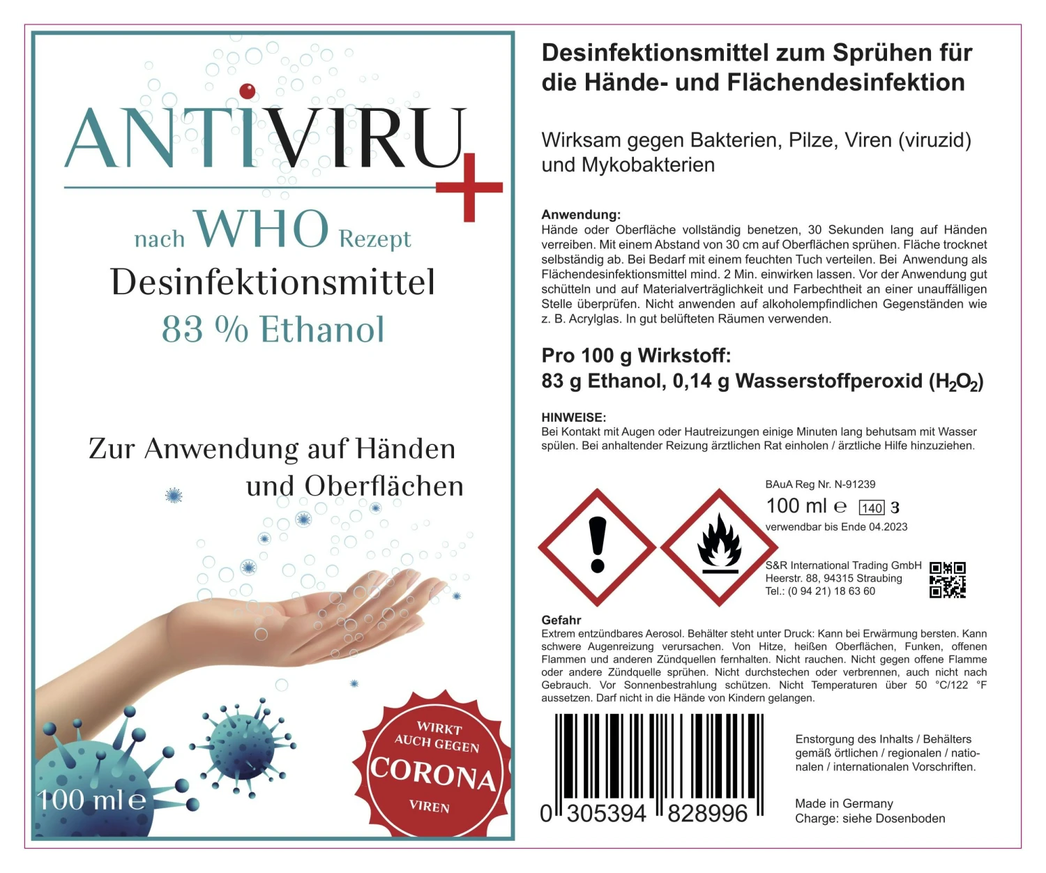 ANTiVIRU+ | Desinfektionsmittel 12x 100ml Aerosoldose | Handdesinfektion & Flächendesinfektion | Viruzid | Anwendungsfertig 8 ANTiVIRU+ | Desinfektionsmittel 12x 100ml Aerosoldose | Handdesinfektion & Flächendesinfektion | Viruzid | Anwendungsfertig – Bild 6