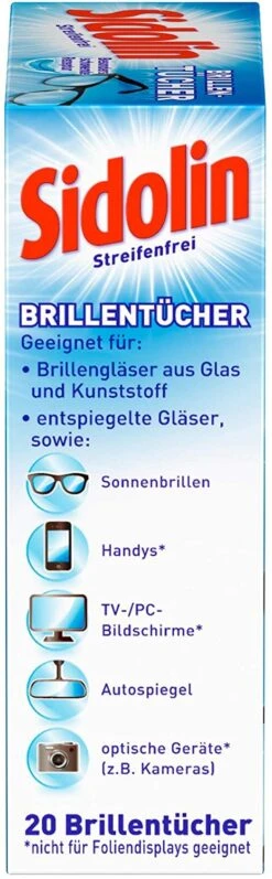 Sidolin Brillenputztücher 20 Stück Reinigungstücher Tücher Reinigen Putztuch -Bissell Shop b92b709c 9011 4437 9908 63ba3304c730