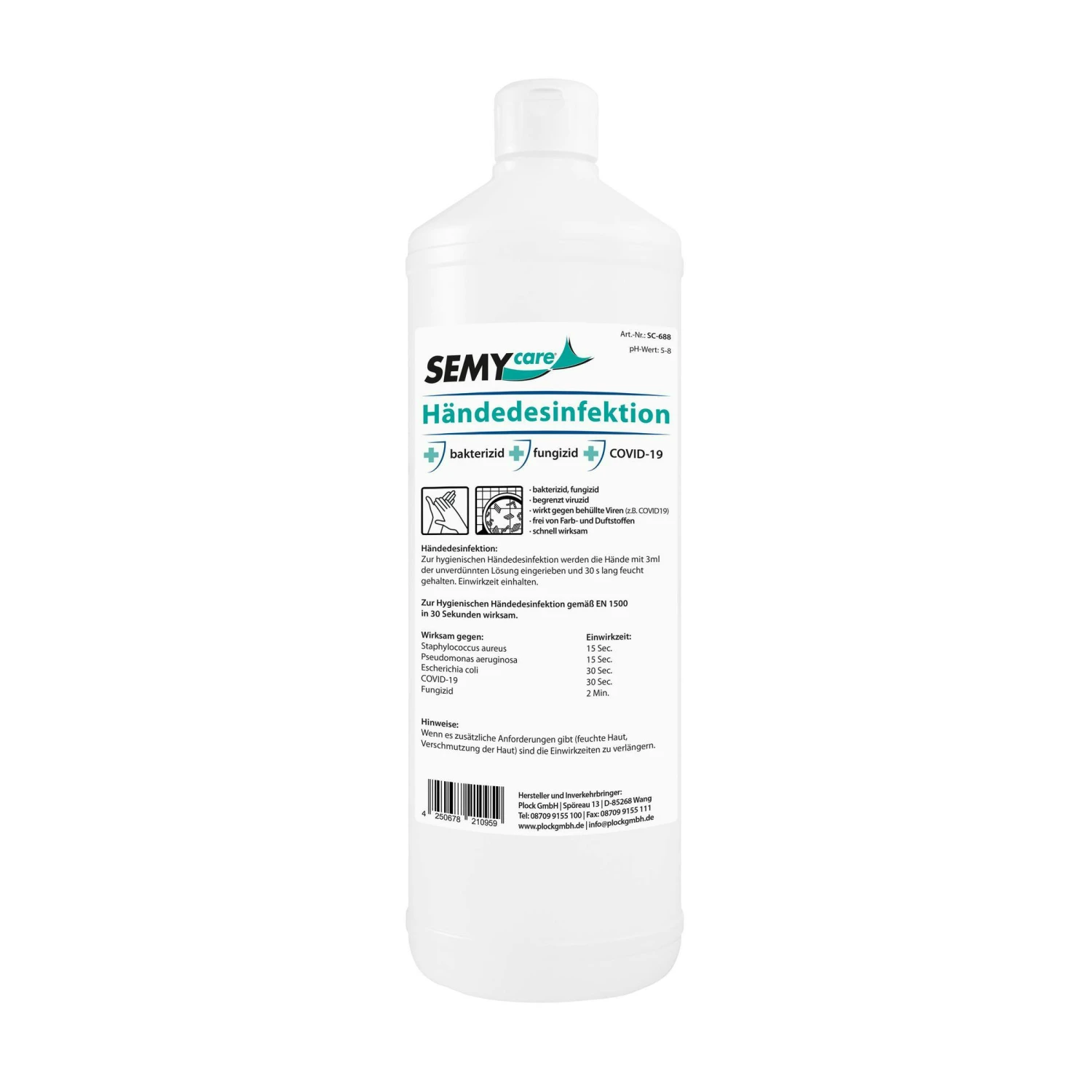 SemyCare Händedesinfektion | 80 Vol% Ethanol | 15 X 500 Ml Pumpflasche 4 SemyCare Händedesinfektion | 80 Vol% Ethanol | 15 X 500 Ml Pumpflasche – Bild 2